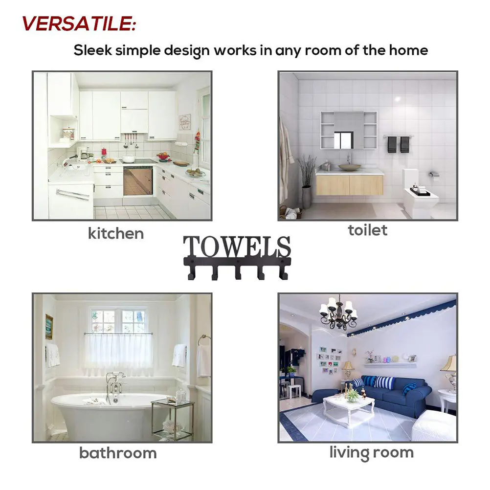 Creative Iron Towel Hook Black Wall Mounted Bathroom Storage Rack Sturdy Durable Decorative Clothing Hanger For Kitchen Toilet