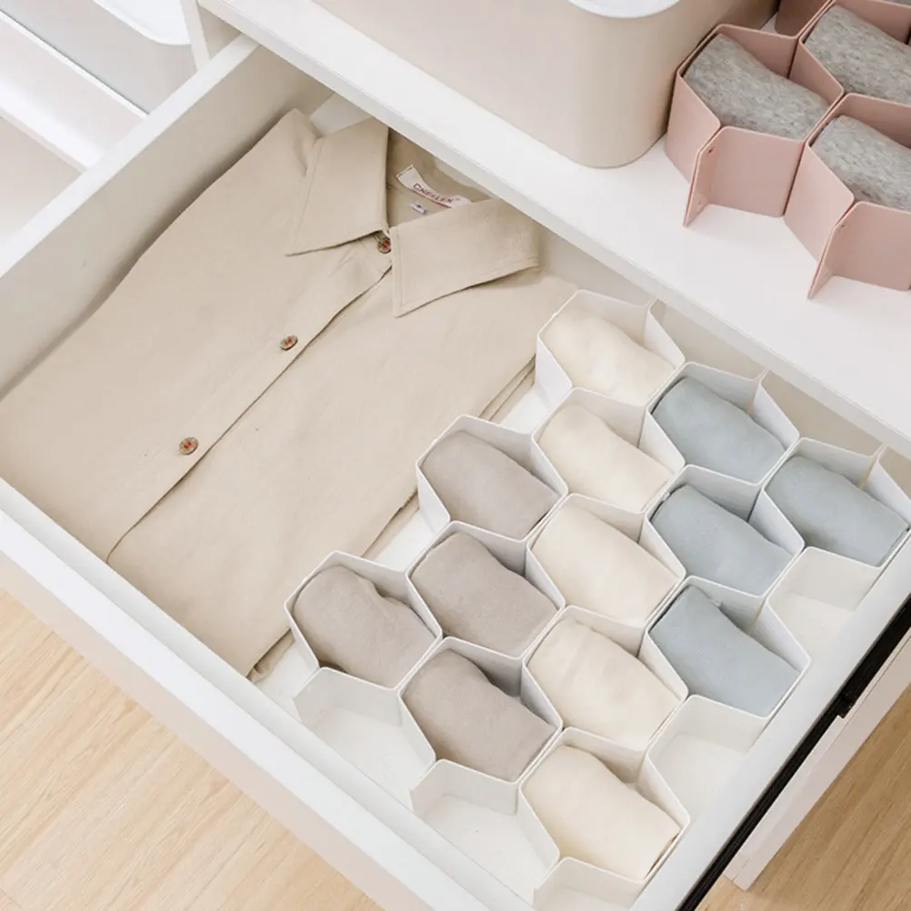 2 Sets Honeycomb Storage Partition Spacer Dividers for Drawers Grid Organizer Movable