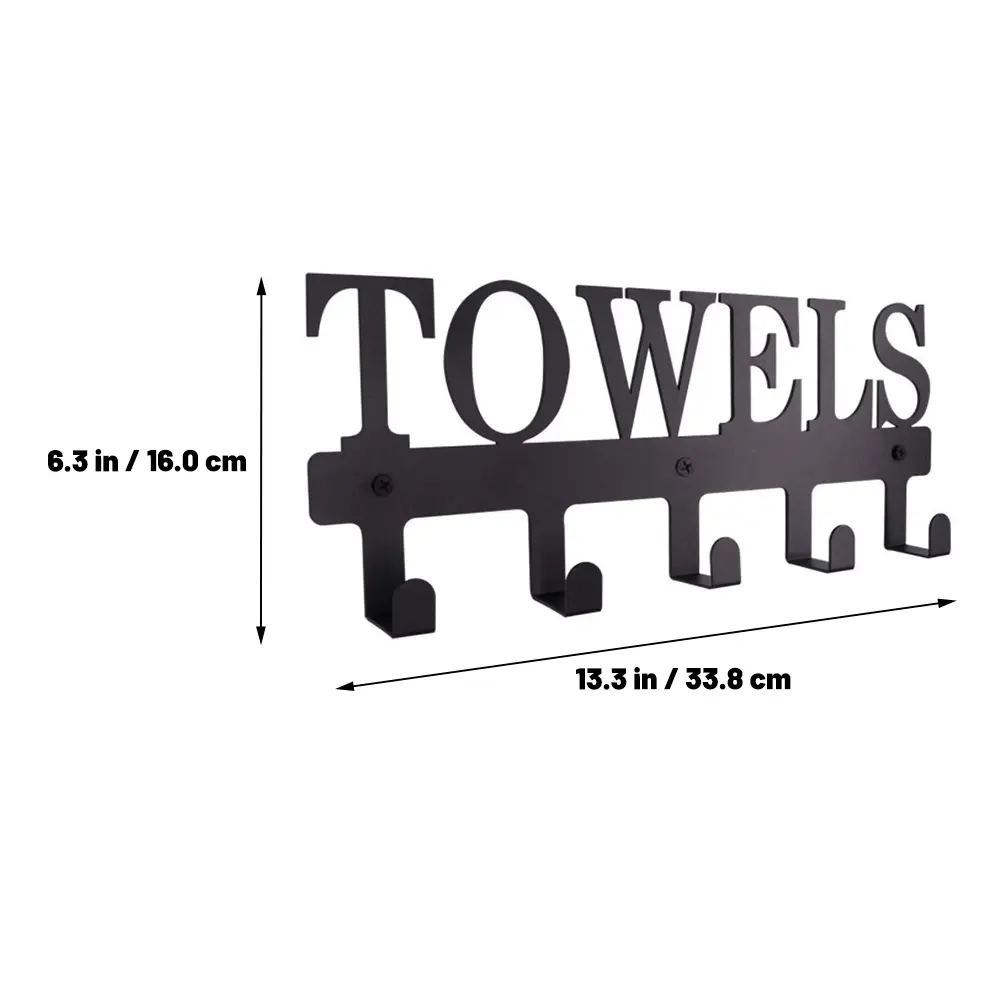 Creative Iron Towel Hook Black Wall Mounted Bathroom Storage Rack Sturdy Durable Decorative Clothing Hanger For Kitchen Toilet