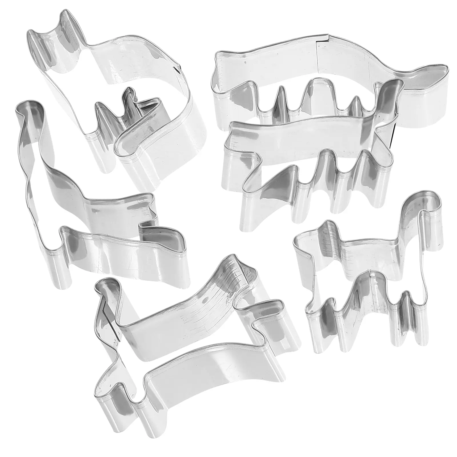 6pcs Cat Shape Stainless Steel Cookie Cutters for Baking Making Metal Tool Biscuits Moulds No Burr Fine Detail DIY