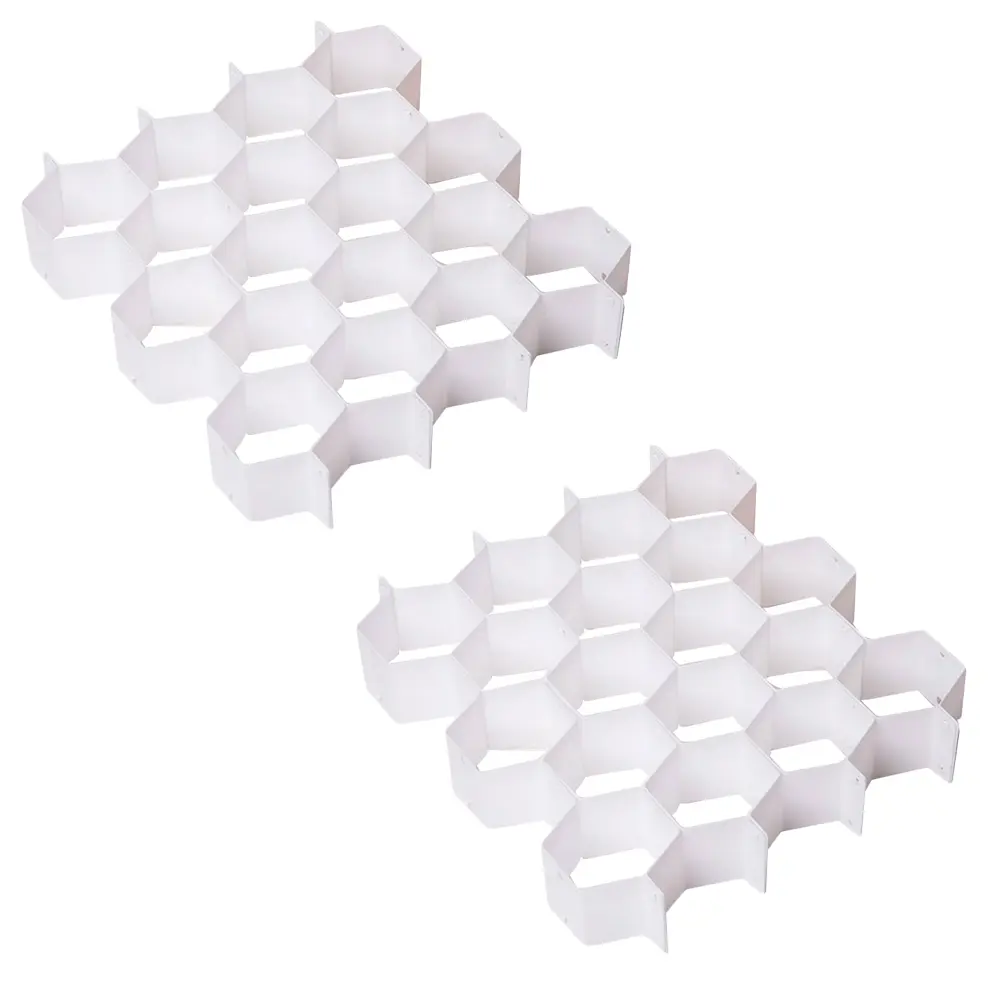 2 Sets Honeycomb Storage Partition Spacer Dividers for Drawers Grid Organizer Movable