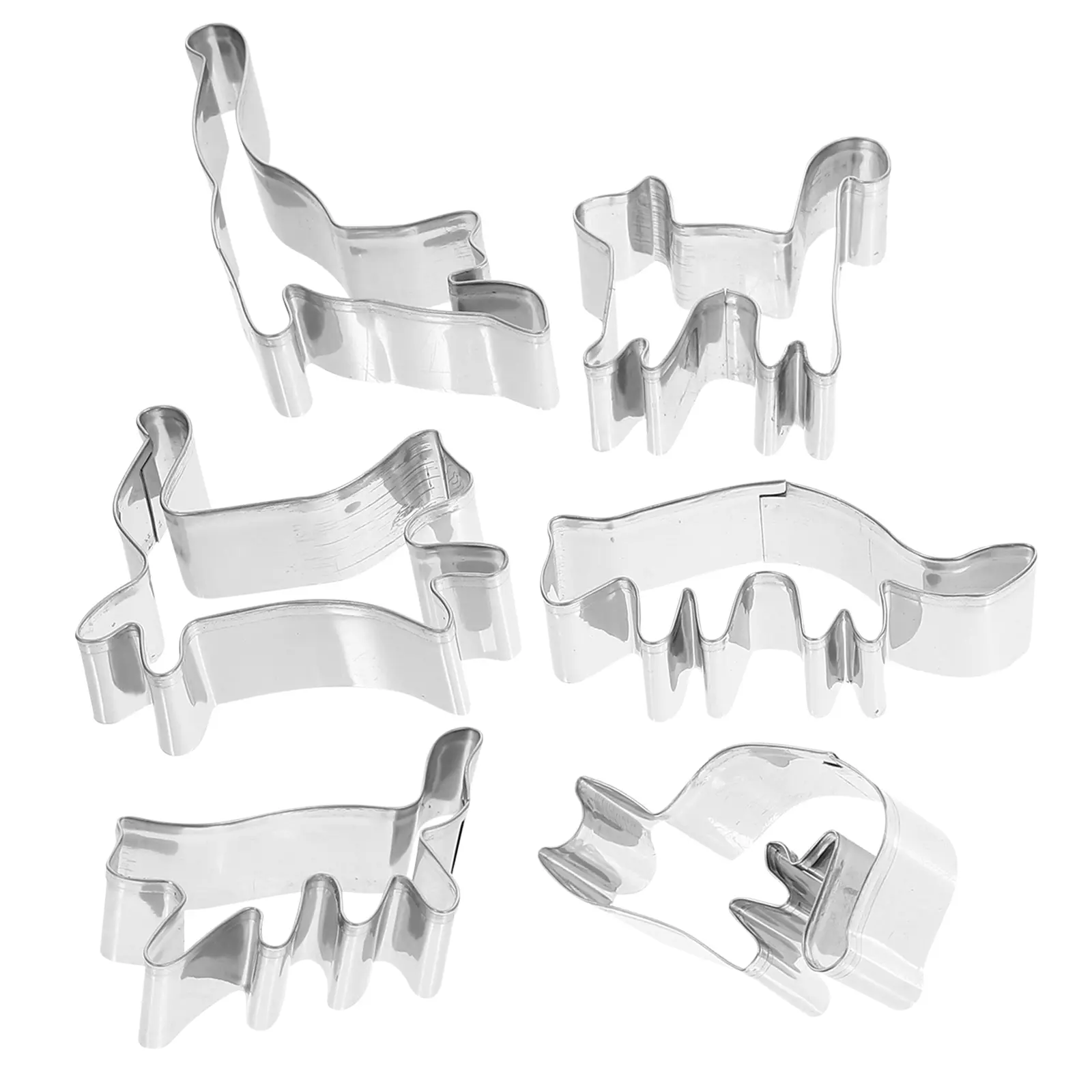 6pcs Cat Shape Stainless Steel Cookie Cutters for Baking Making Metal Tool Biscuits Moulds No Burr Fine Detail DIY
