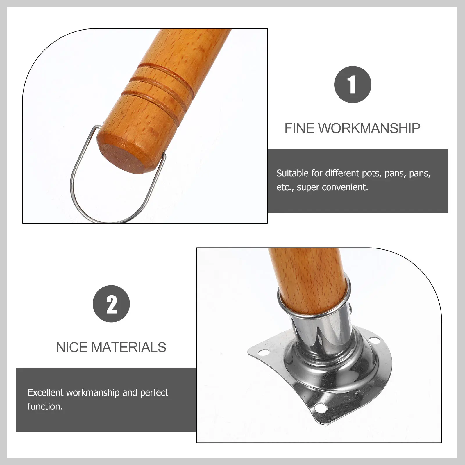2Pcs Detachable Wooden H for Cookware AntiScald HeatInsulation Replacement KitchenUtensils PotH PanH MilkPanH