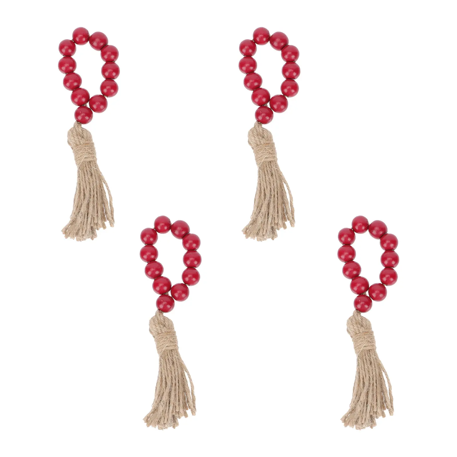 4 Pcs Wooden Bead Napkin Rings Tassell Napkins Farmhouse Colorful Beads Wedding Decor