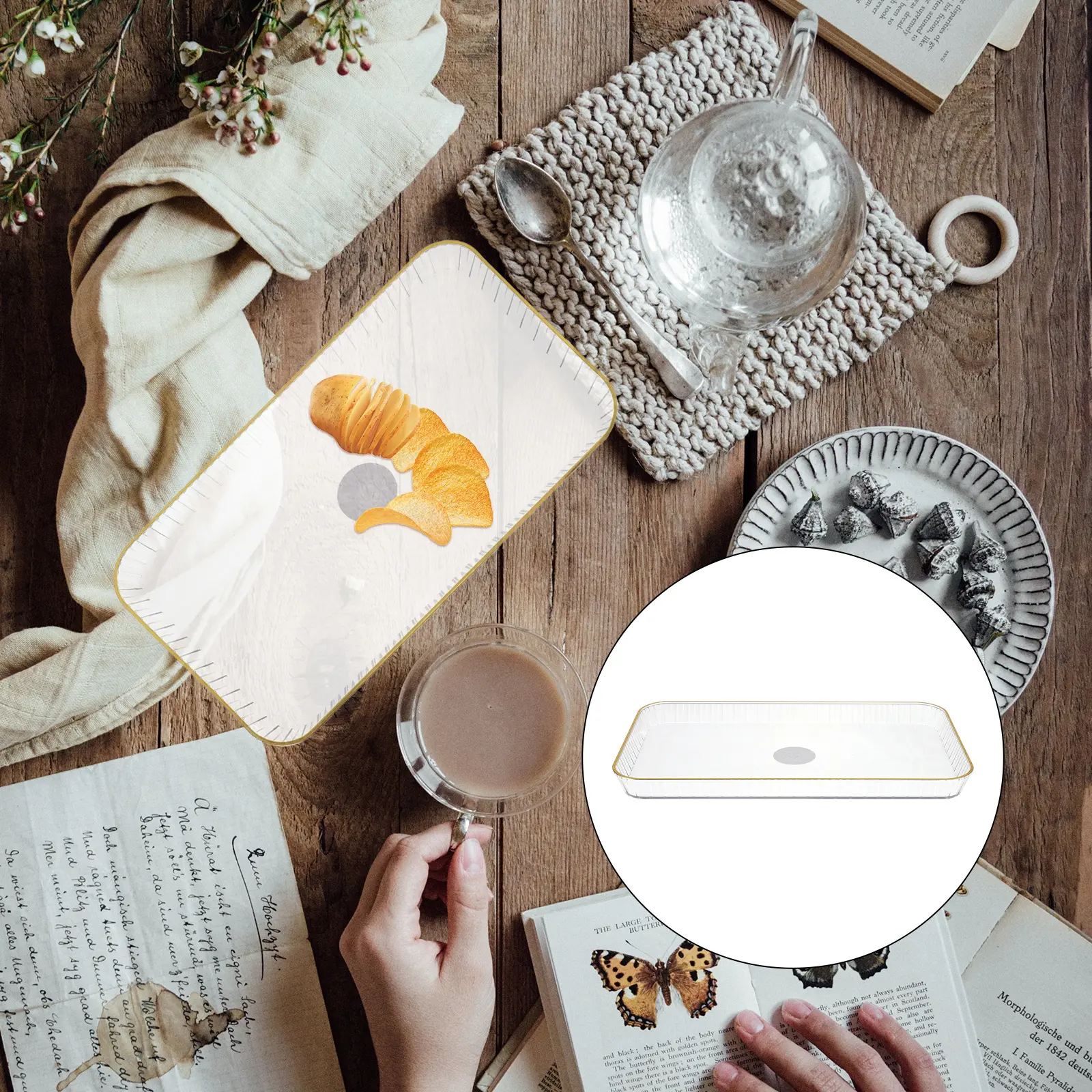 1pc Fruit Trays Pet Material Elegant Serving Trays For Candy Cakes Snacks Jewelry Organizer Party Home Kitchen Dining Sets