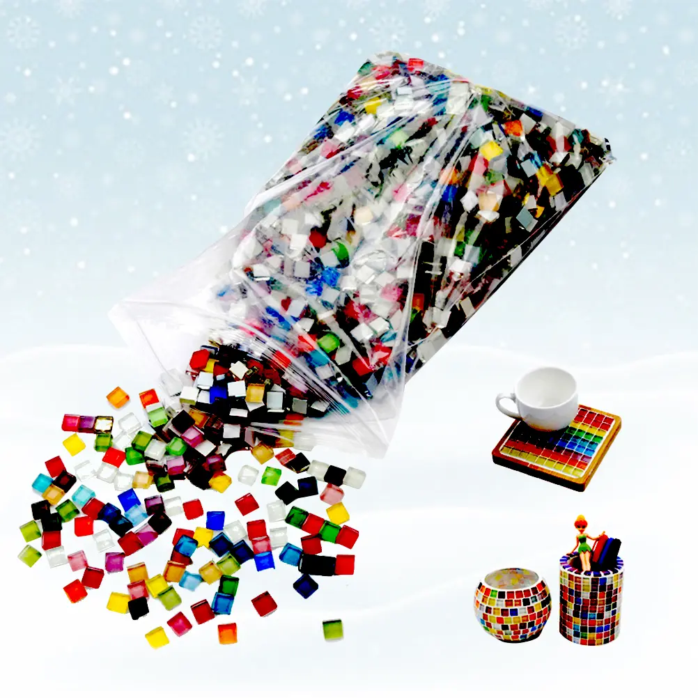 200pcs Square Plastic Mosaic Cubes Diy Decorative Craft Supplies For Frames Cups Lamps Vases Handmade Projects Creative Gift