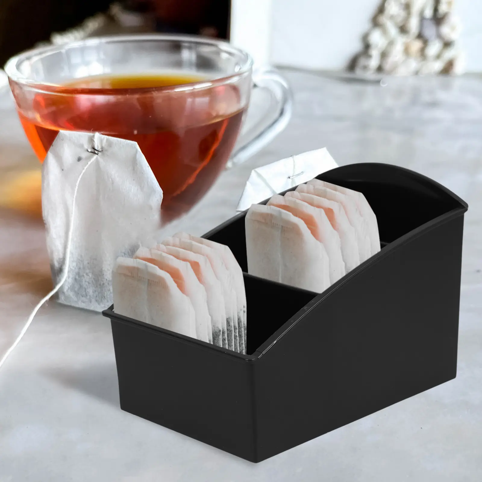 1pcs Tea Organizer Coffee Station Multi-Grids Desktop Sugar Packet Holder Storage Box For Kitchen Cabinet Counter Tea Bag Boxes