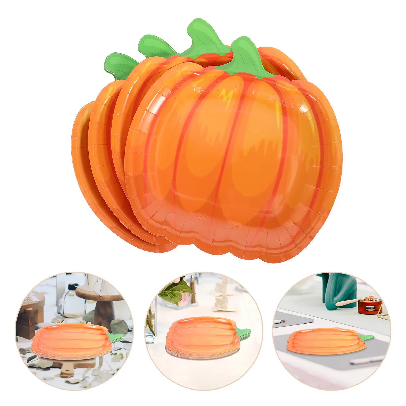 20pcs Pumpkin Shaped Paper Plates Disposable Halloween Party Supplies Delicate Cake Dessert Plates Multi-Function Dinner