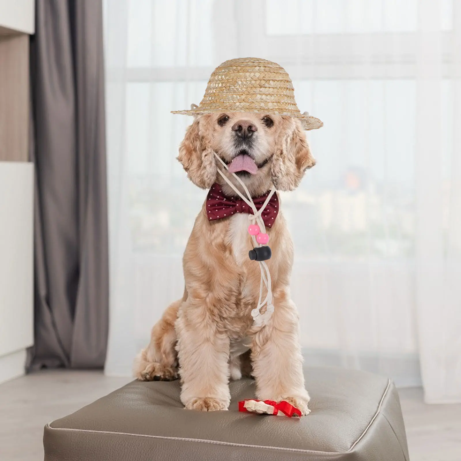 Straw Adjustable Adjustable Dog Cat Summer Pet Adorable Hat Straw Hat Fashion Photo Props Woven Hats for Pet Supplies