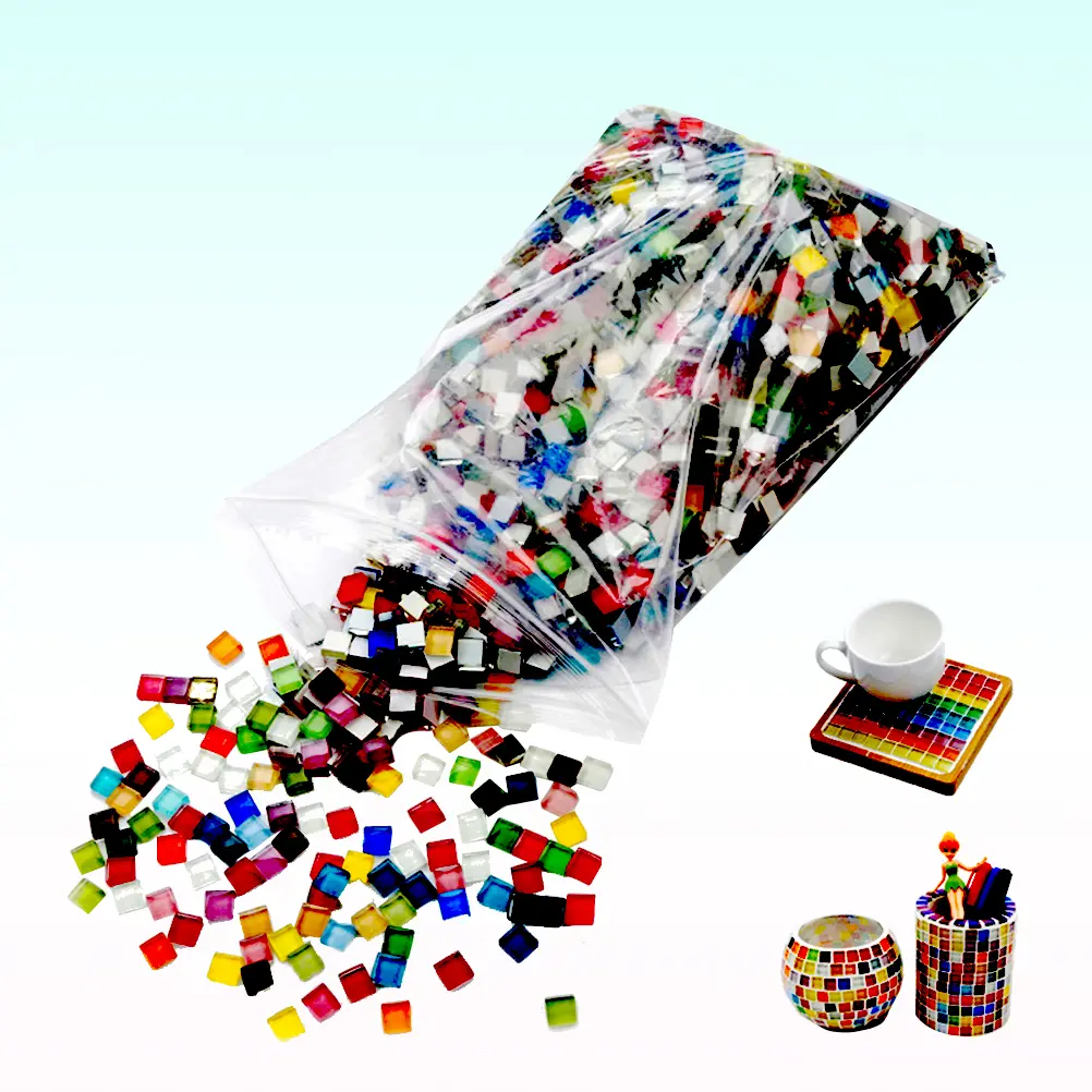 200pcs Square Plastic Mosaic Cubes Diy Decorative Craft Supplies For Frames Cups Lamps Vases Handmade Projects Creative Gift
