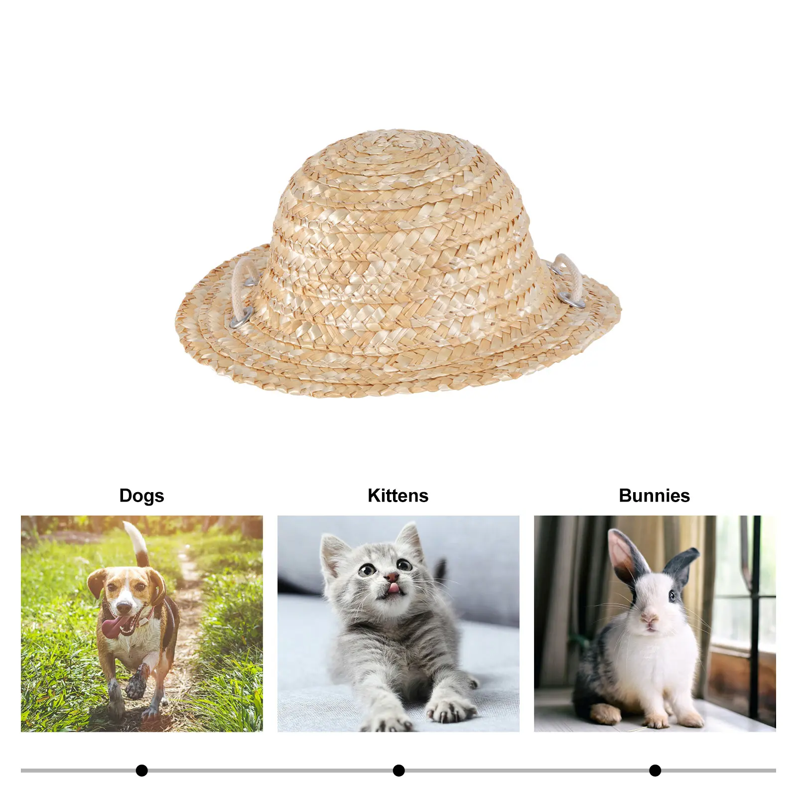 Straw Adjustable Adjustable Dog Cat Summer Pet Adorable Hat Straw Hat Fashion Photo Props Woven Hats for Pet Supplies