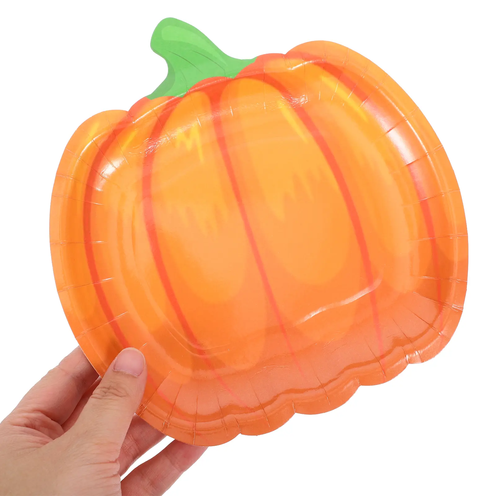 20pcs Pumpkin Shaped Paper Plates Disposable Halloween Party Supplies Delicate Cake Dessert Plates Multi-Function Dinner
