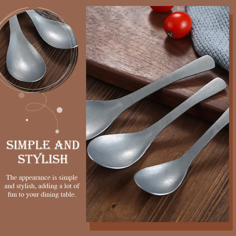 2pcs Stainless Steel Serving Watermelon Spoons Retro Dessert Soup Spoon Long Handle Porridge Spoon Kitchen Utensils