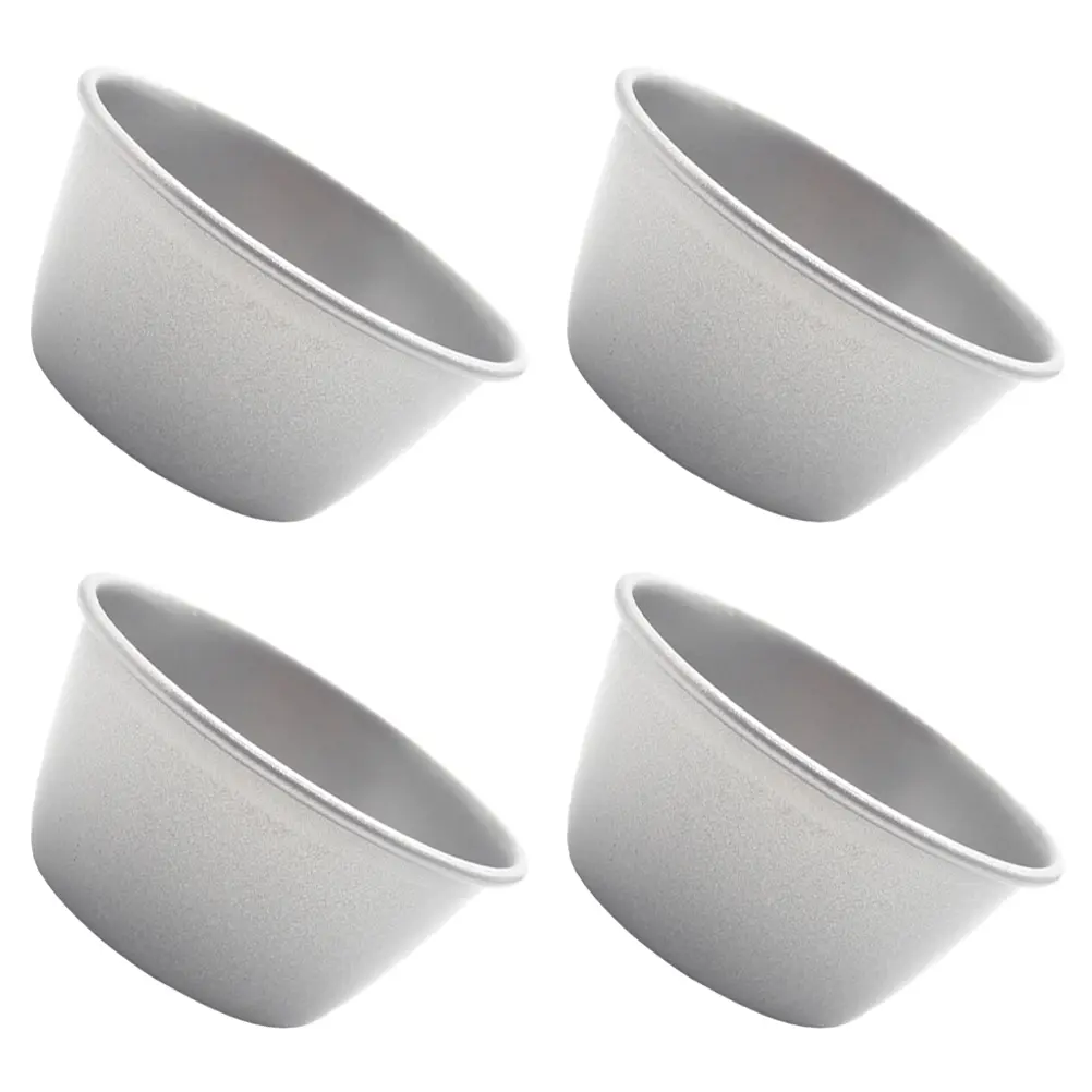 4 Pcs Pudding Cup Mold Baking Cups Equipment Cake Moulds for Muffin Bun High-carbon Steel Molds Metal