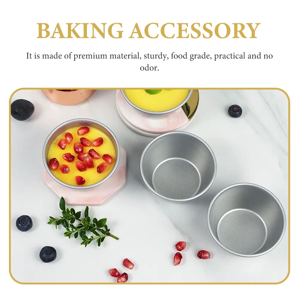 4 Pcs Pudding Cup Mold Baking Cups Equipment Cake Moulds for Muffin Bun High-carbon Steel Molds Metal