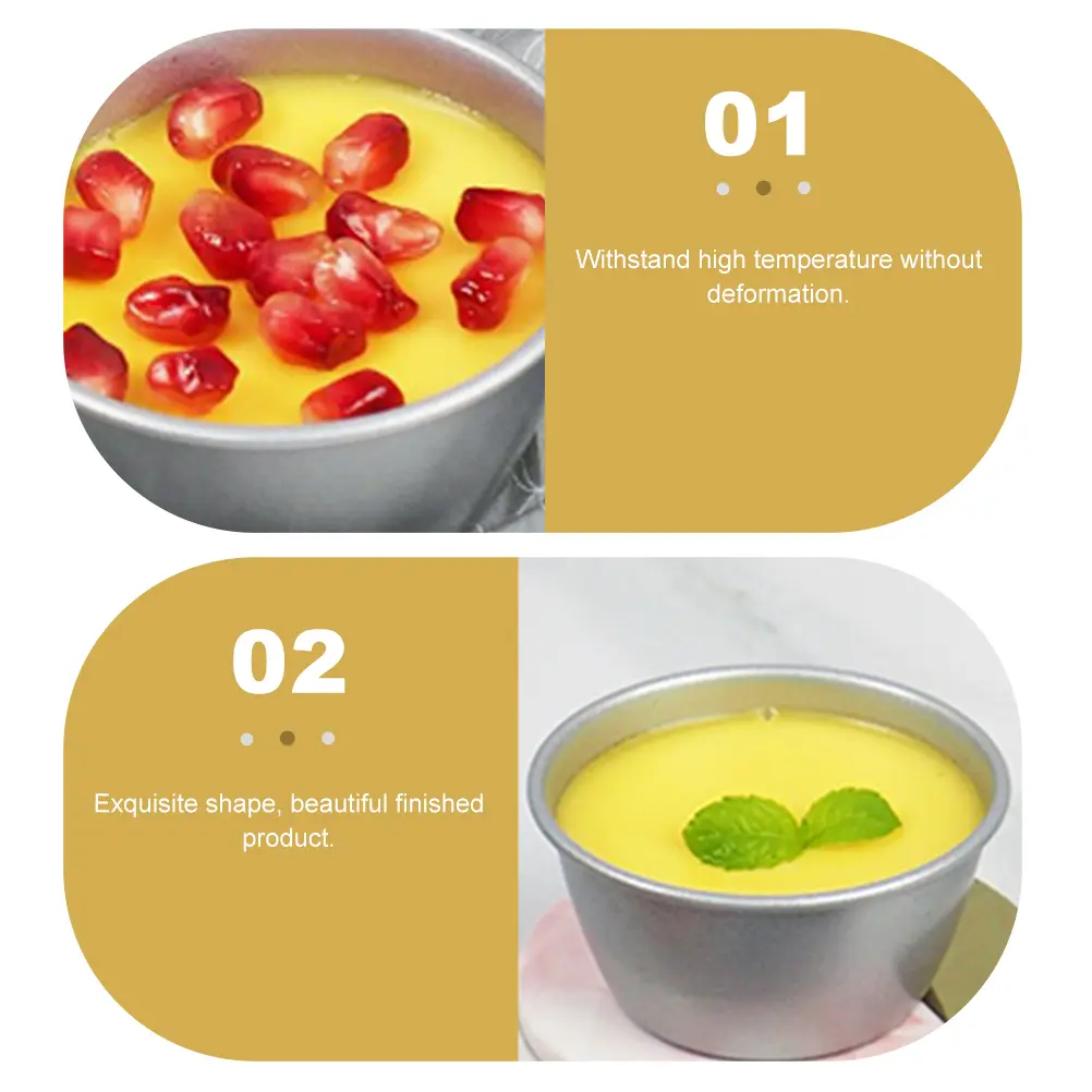 4 Pcs Pudding Cup Mold Baking Cups Equipment Cake Moulds for Muffin Bun High-carbon Steel Molds Metal