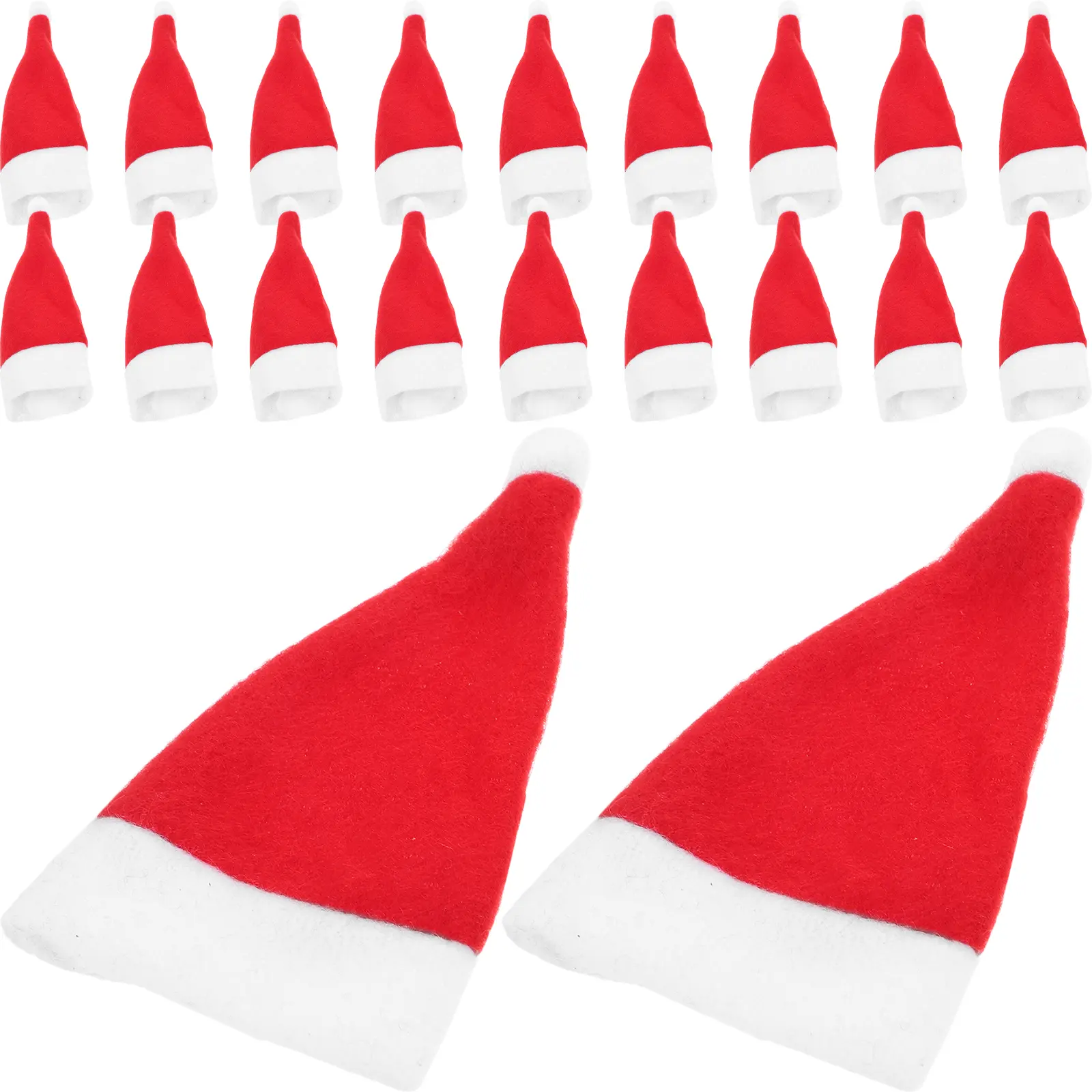 24pcs Christmas Hat Ornaments Small Santa Hats For Party Home Kitchen Wine Bottle Cover Cutlery Forks Cover Classic