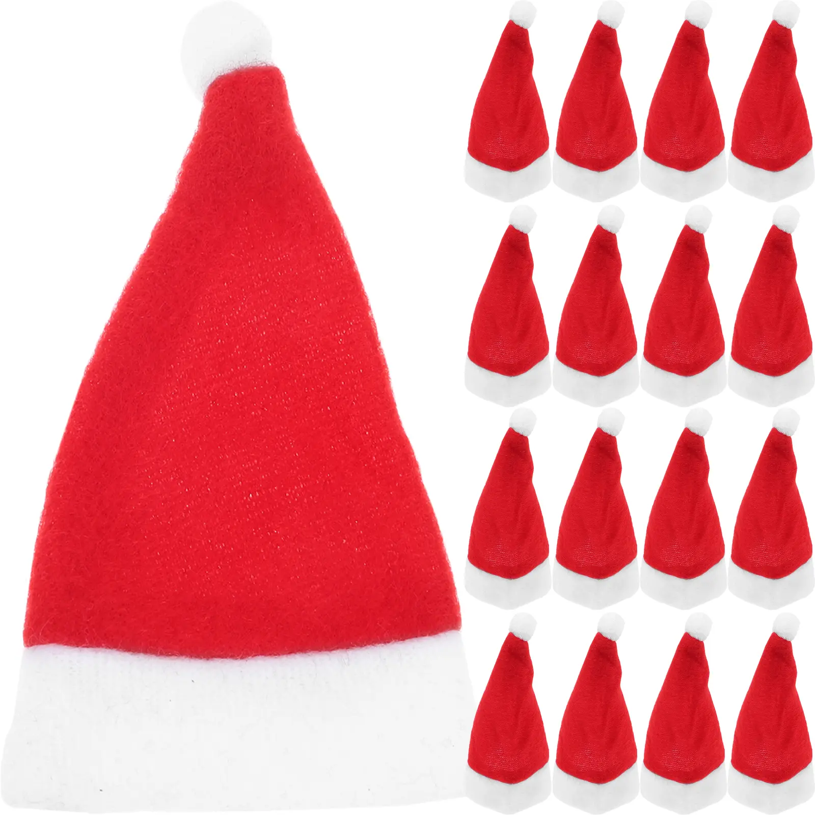 24pcs Christmas Hat Ornaments Small Santa Hats For Party Home Kitchen Wine Bottle Cover Cutlery Forks Cover Classic