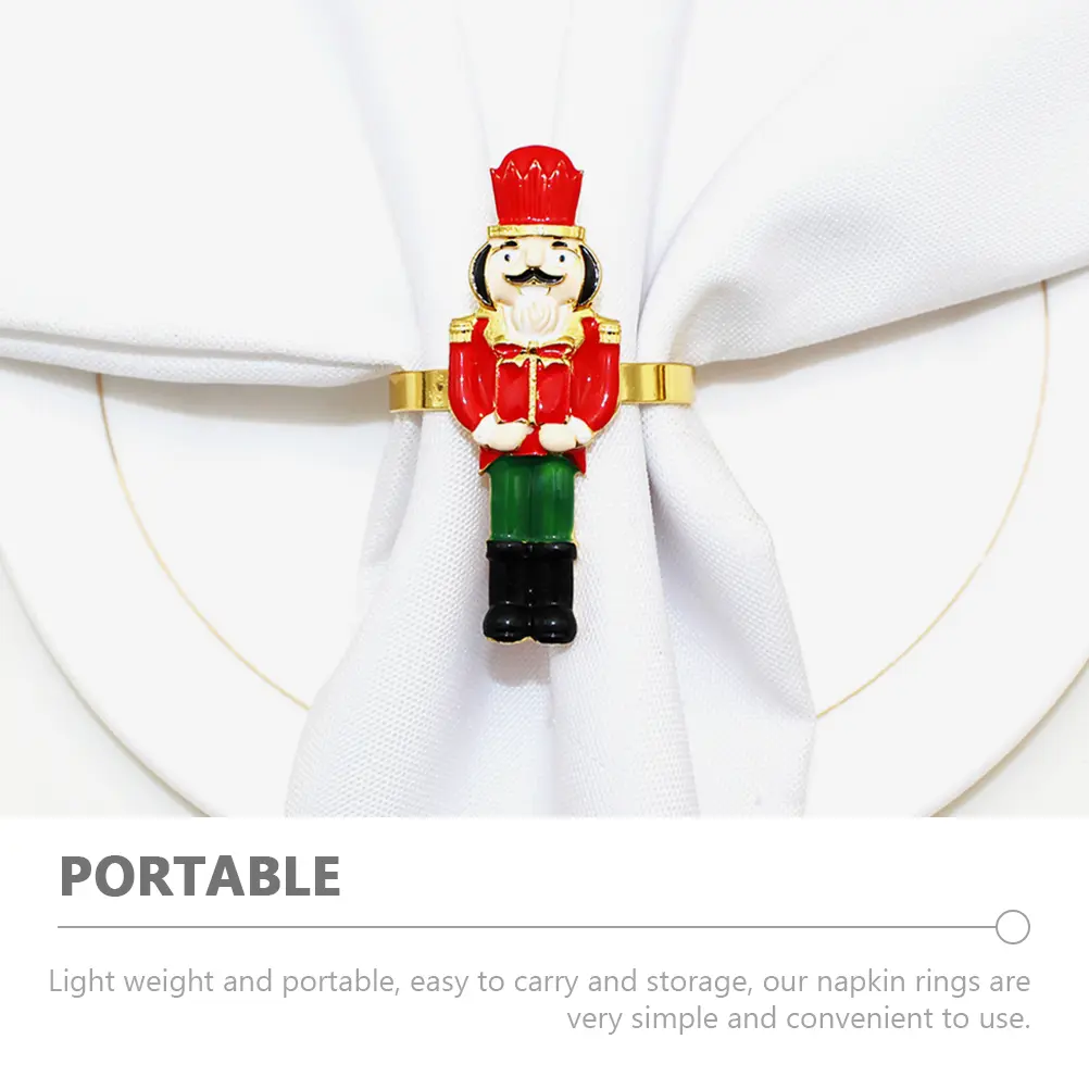 2pcs Napkin Ring Nutcracker Shape Christmas Table Decoration Decorative Buckle Wedding Party Alloy Serviette Clasps Holders