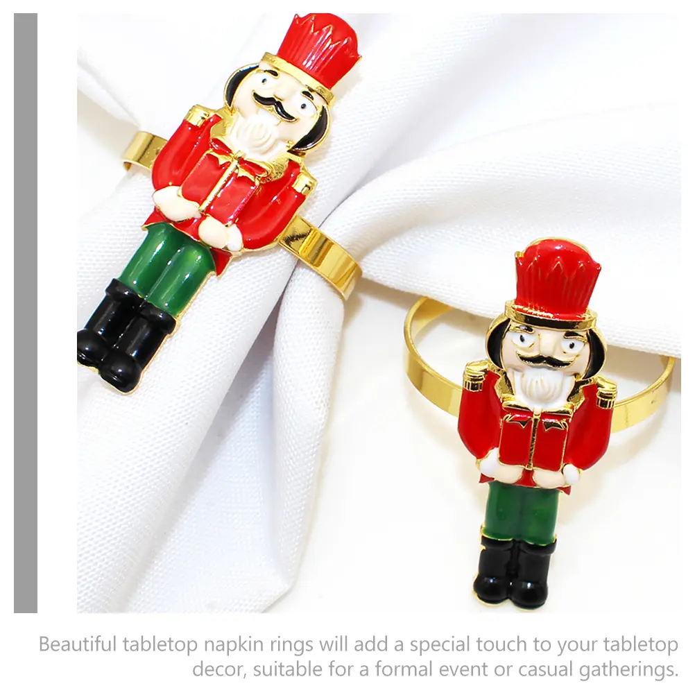 2pcs Napkin Ring Nutcracker Shape Christmas Table Decoration Decorative Buckle Wedding Party Alloy Serviette Clasps Holders