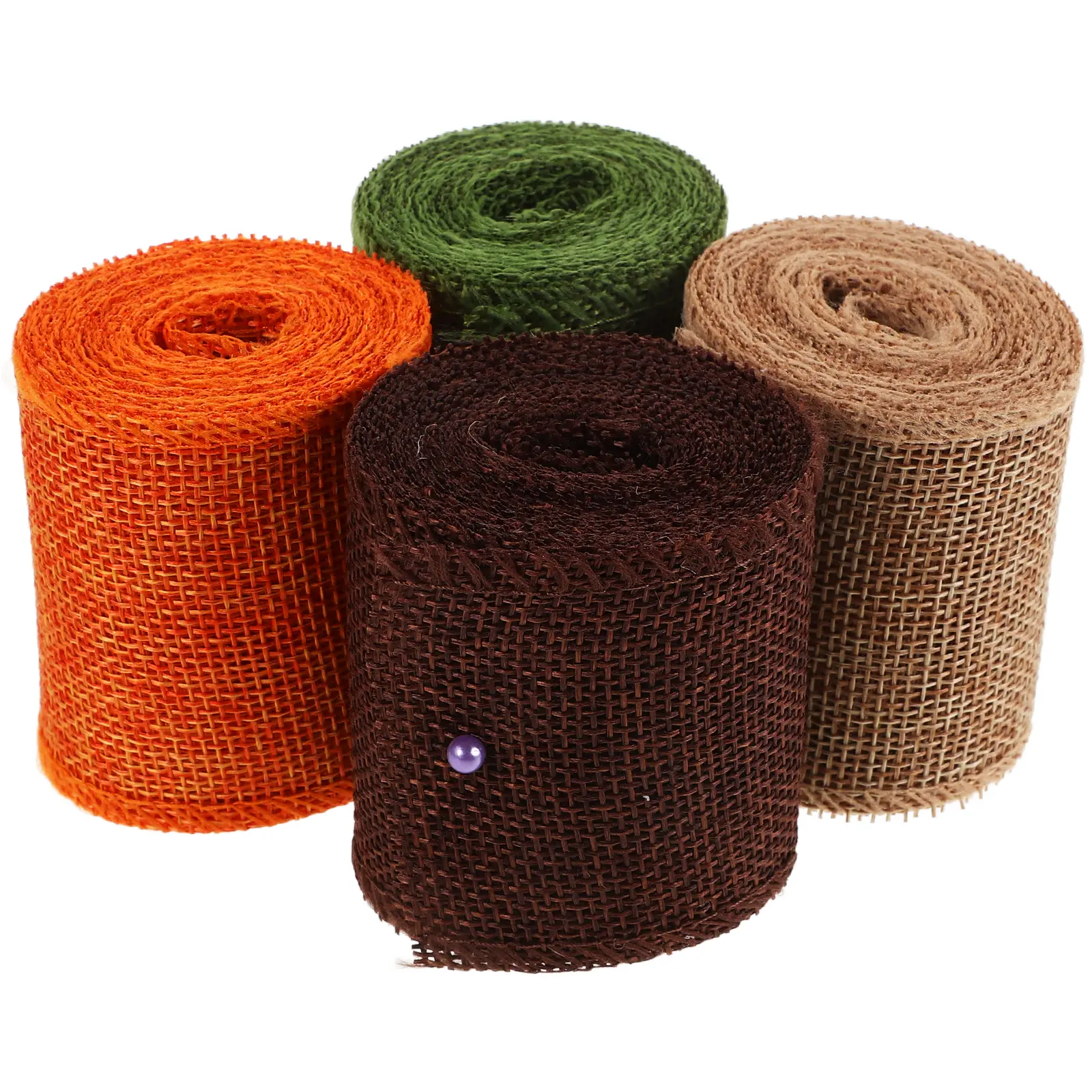 4 Rolls Decorative Ribbon Linen Strips Burlap Ribbon Wedding Craft DIY Eco Friendly Material Safe Practical Art Lessons H made