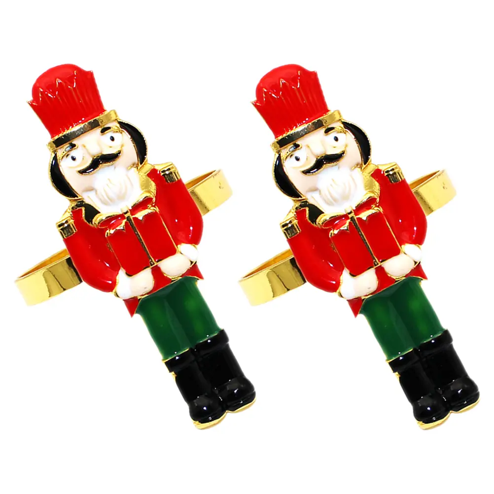 2pcs Napkin Ring Nutcracker Shape Christmas Table Decoration Decorative Buckle Wedding Party Alloy Serviette Clasps Holders
