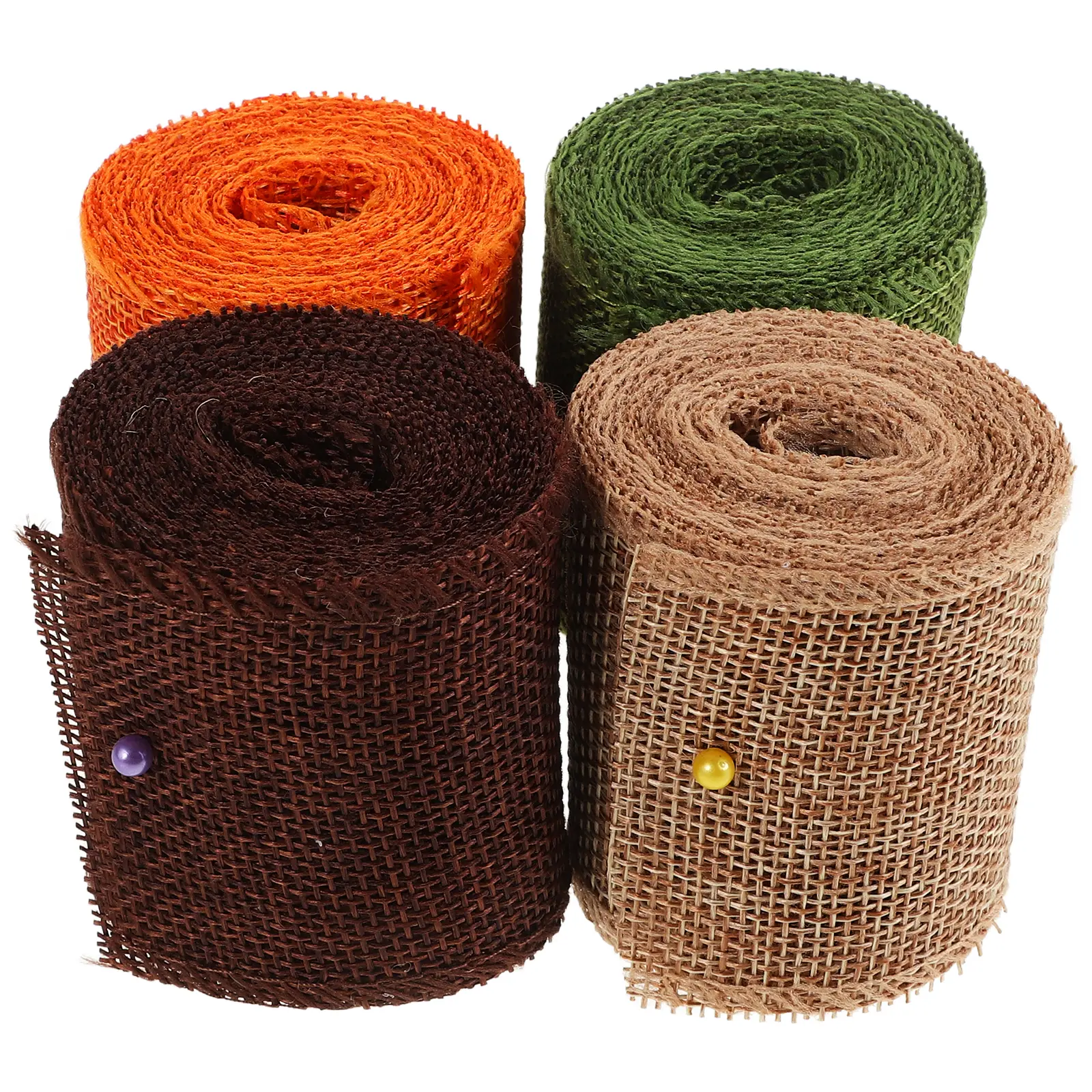 4 Rolls Decorative Ribbon Linen Strips Burlap Ribbon Wedding Craft DIY Eco Friendly Material Safe Practical Art Lessons H made