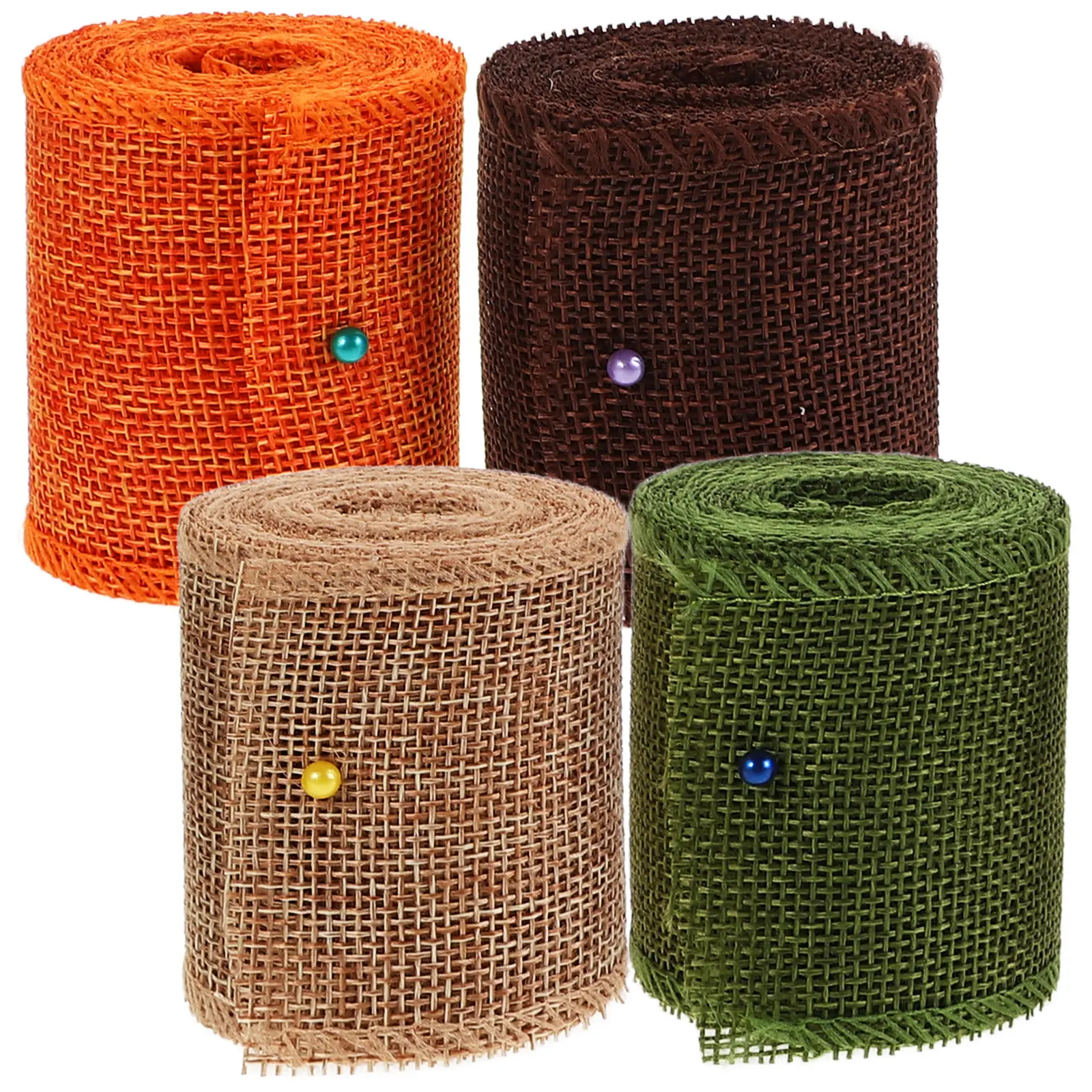 4 Rolls Decorative Ribbon Linen Strips Burlap Ribbon Wedding Craft DIY Eco Friendly Material Safe Practical Art Lessons H made