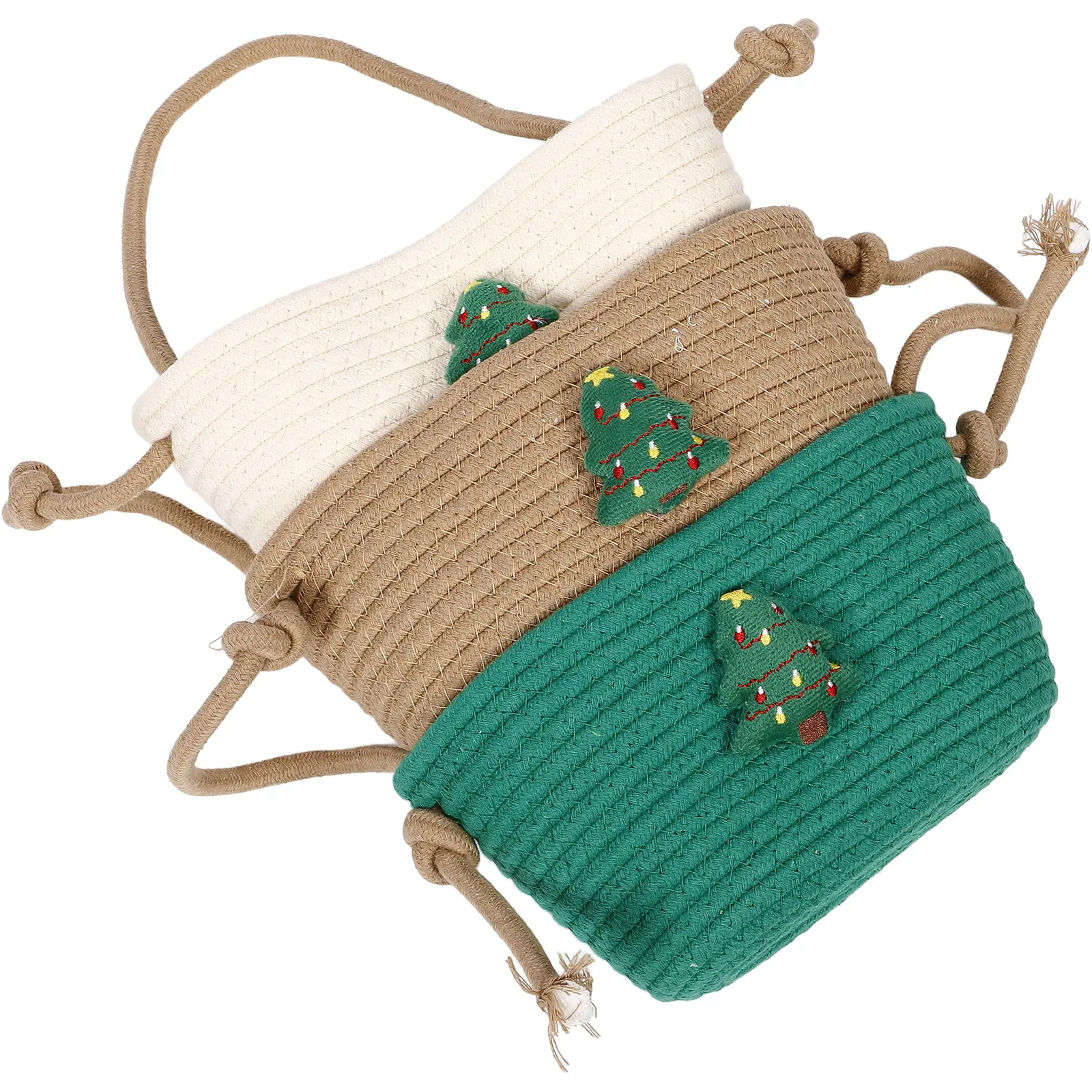Cotton Rope Organizer Christmas Tree Hanging Basket Wall Baskets Hangable Storage