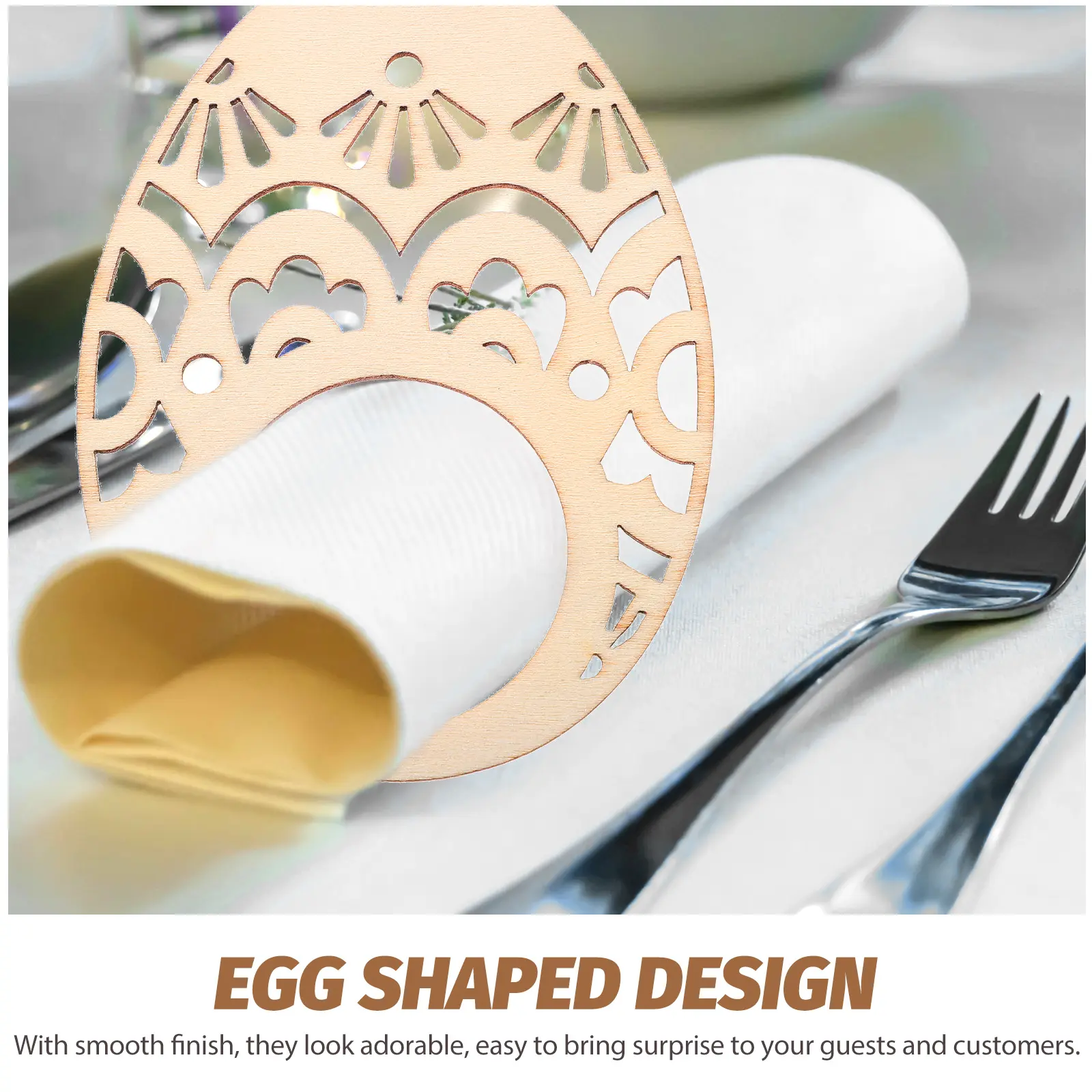 20pcs Wooden Rings Smooth Sturdy Surface Exquisite Holders For Wedding Easter Holiday Party Home Restaurant Banquet Table