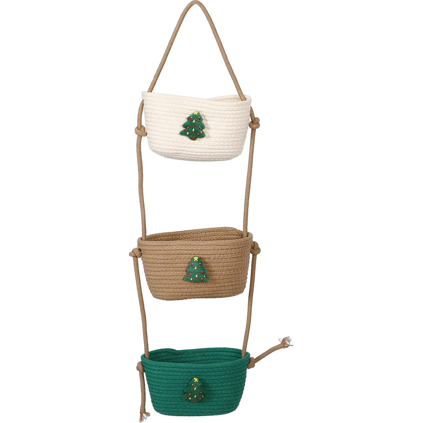 Cotton Rope Organizer Christmas Tree Hanging Basket Wall Baskets Hangable Storage