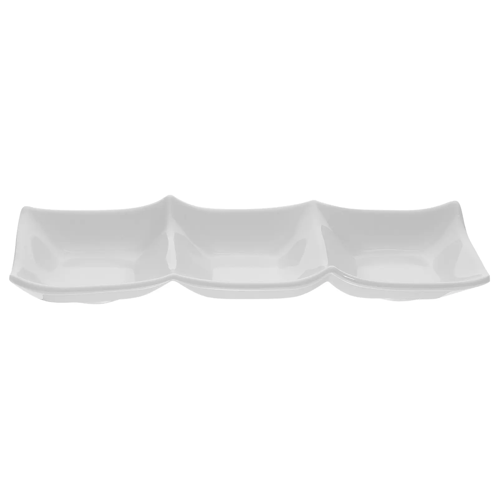 Three-Grid Dipping Dish Sauce Bowl Condiment Holder Household Serving Plate Food-Grade Condiment Bowls Kitchen Gadget White