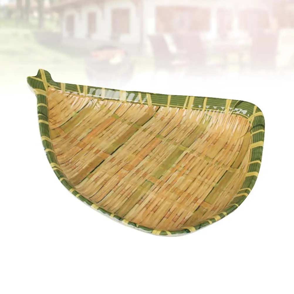 Simulated Bamboo Woven Serving Plate Chic Retro Dish Creative Design Household Snack Banquet Wedding Gift Friends Home