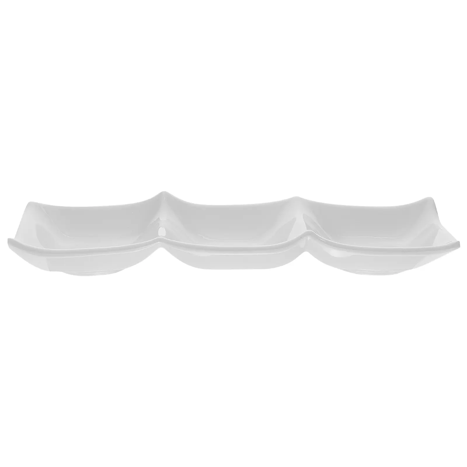 Three-Grid Dipping Dish Sauce Bowl Condiment Holder Household Serving Plate Food-Grade Condiment Bowls Kitchen Gadget White