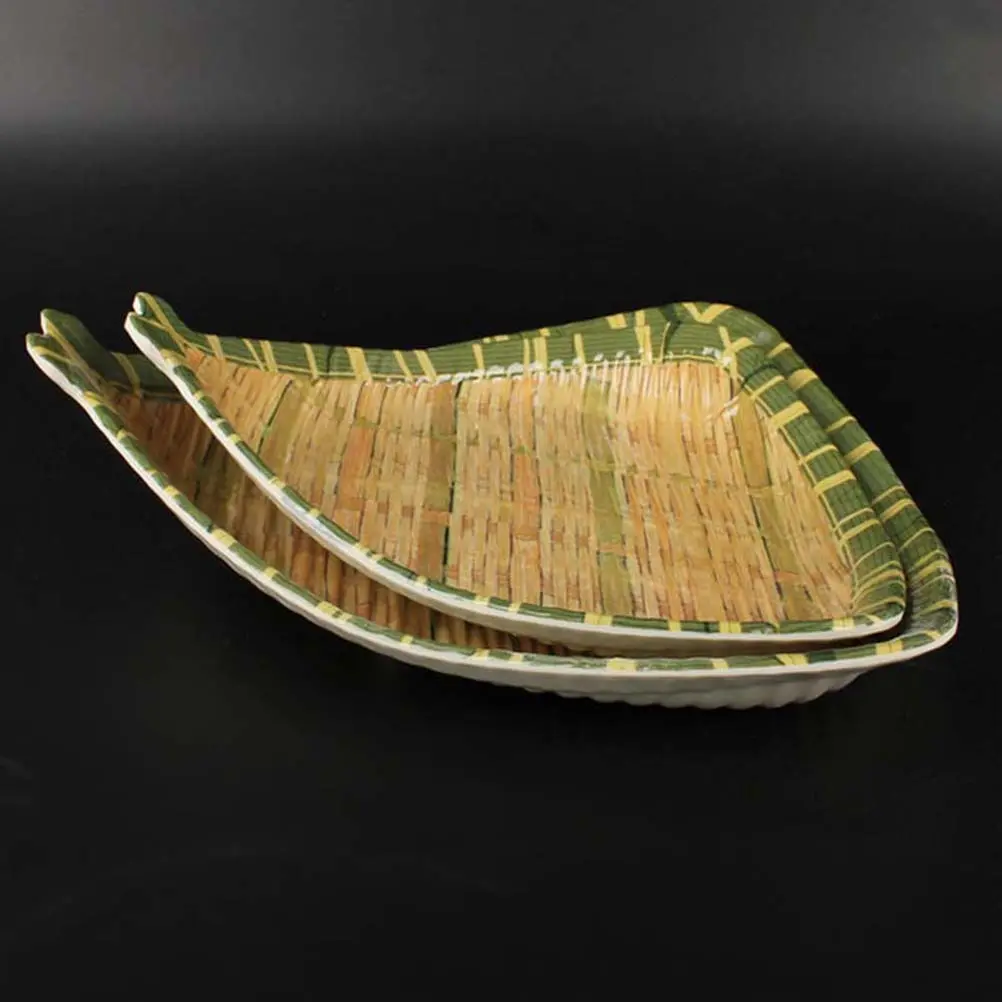 Simulated Bamboo Woven Serving Plate Chic Retro Dish Creative Design Household Snack Banquet Wedding Gift Friends Home