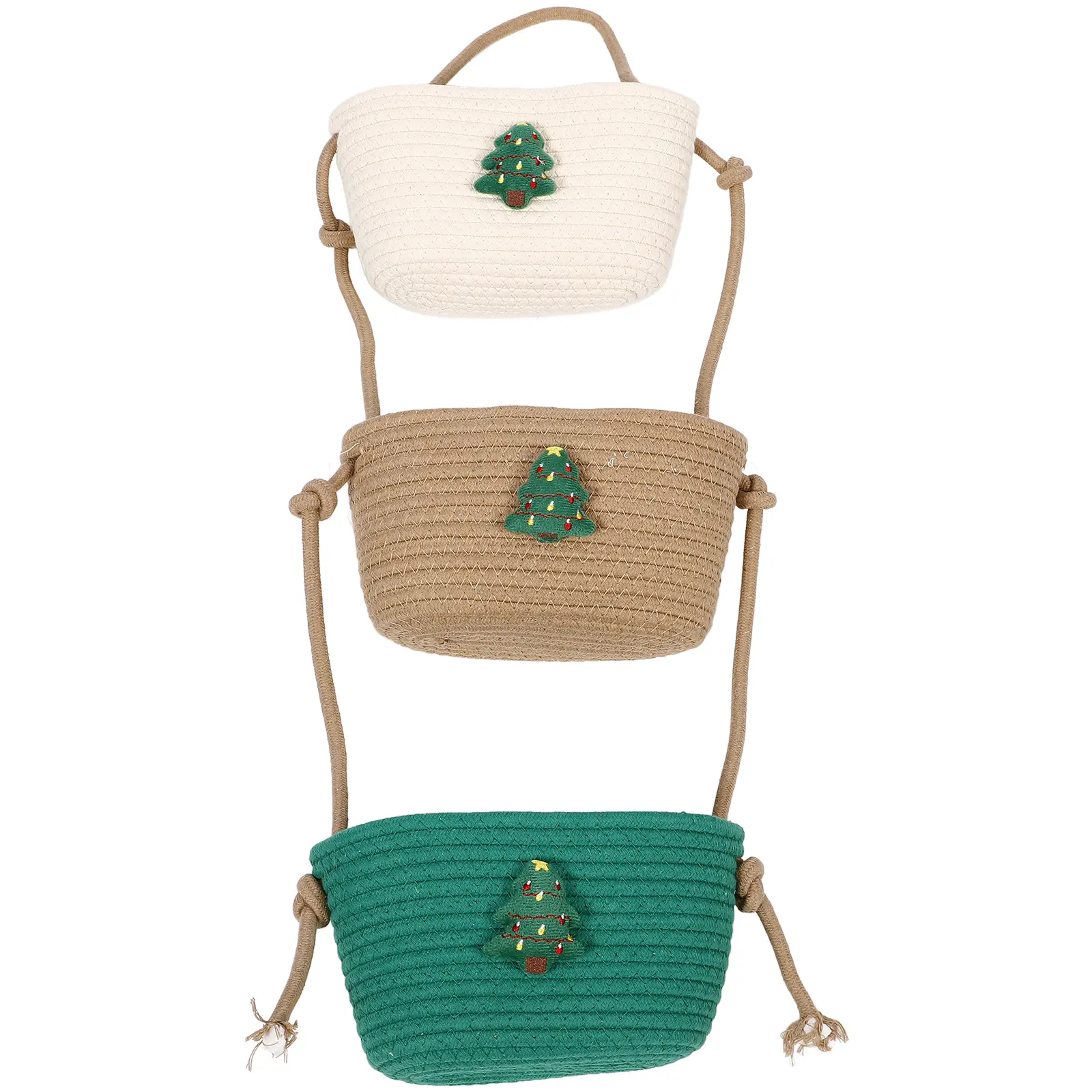 Cotton Rope Organizer Christmas Tree Hanging Basket Wall Baskets Hangable Storage