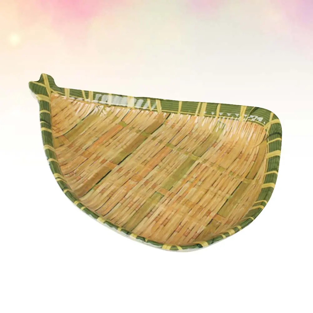 Simulated Bamboo Woven Serving Plate Chic Retro Dish Creative Design Household Snack Banquet Wedding Gift Friends Home