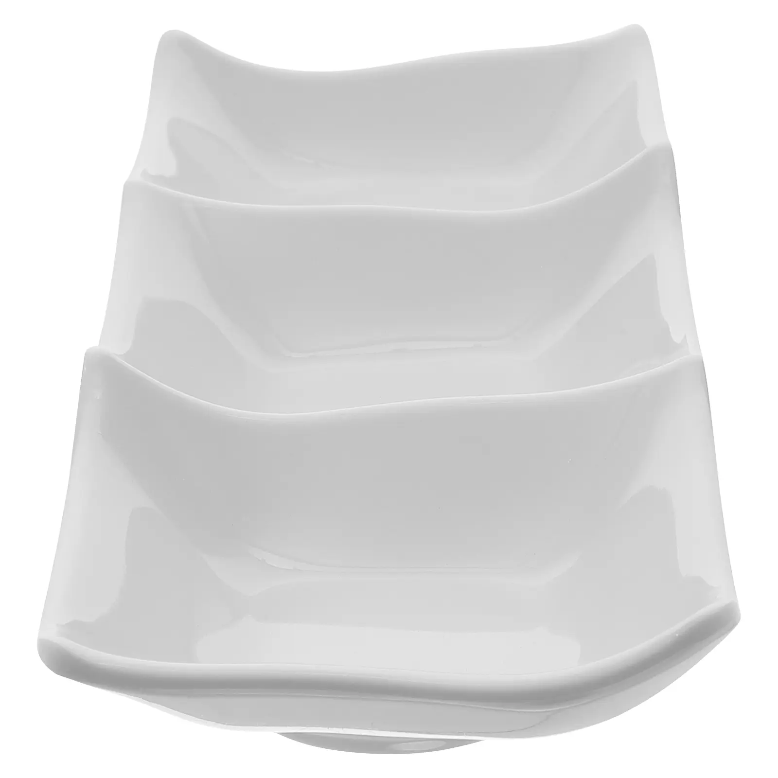 Three-Grid Dipping Dish Sauce Bowl Condiment Holder Household Serving Plate Food-Grade Condiment Bowls Kitchen Gadget White