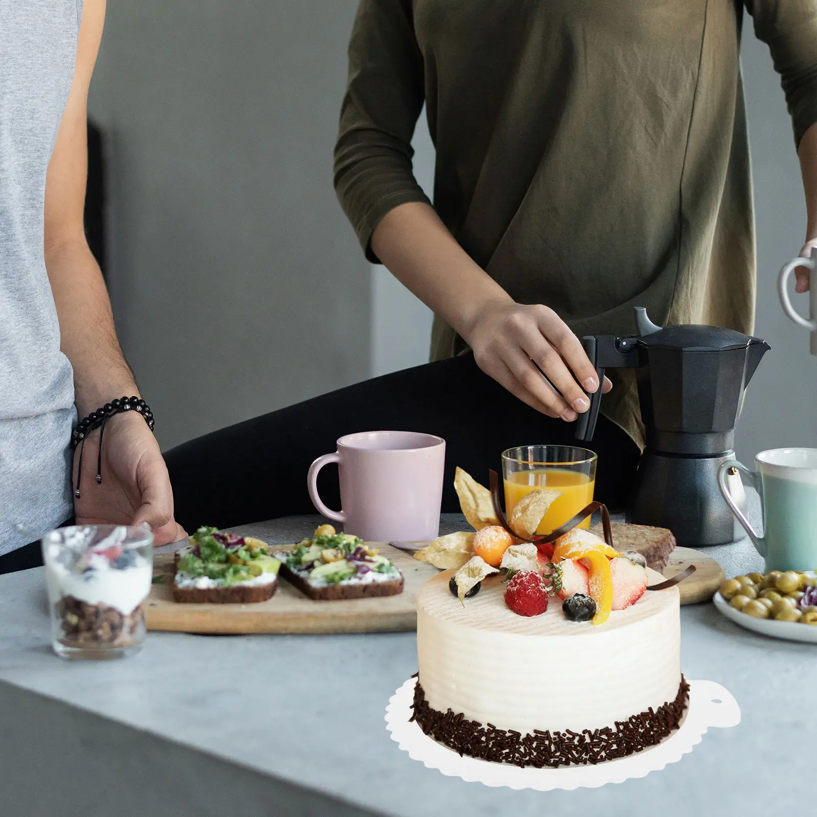 Thickened Reusable Board Round Cake Base With Handle For Cupcakes Dessert Display Party Bakery Home Use Decorative Cake Bases