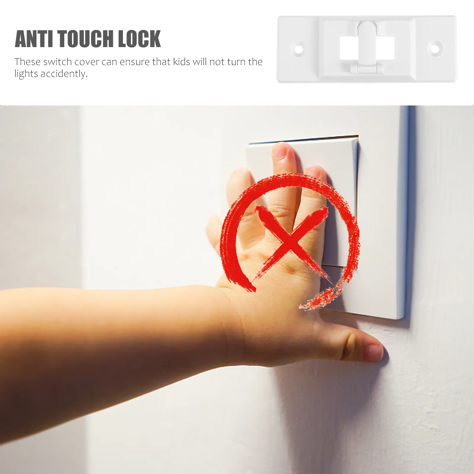 2 pcs Plastic Covers Safety Lock For Kids Wall With 4 Screws White Standard Toggle Cover Living Room Safe