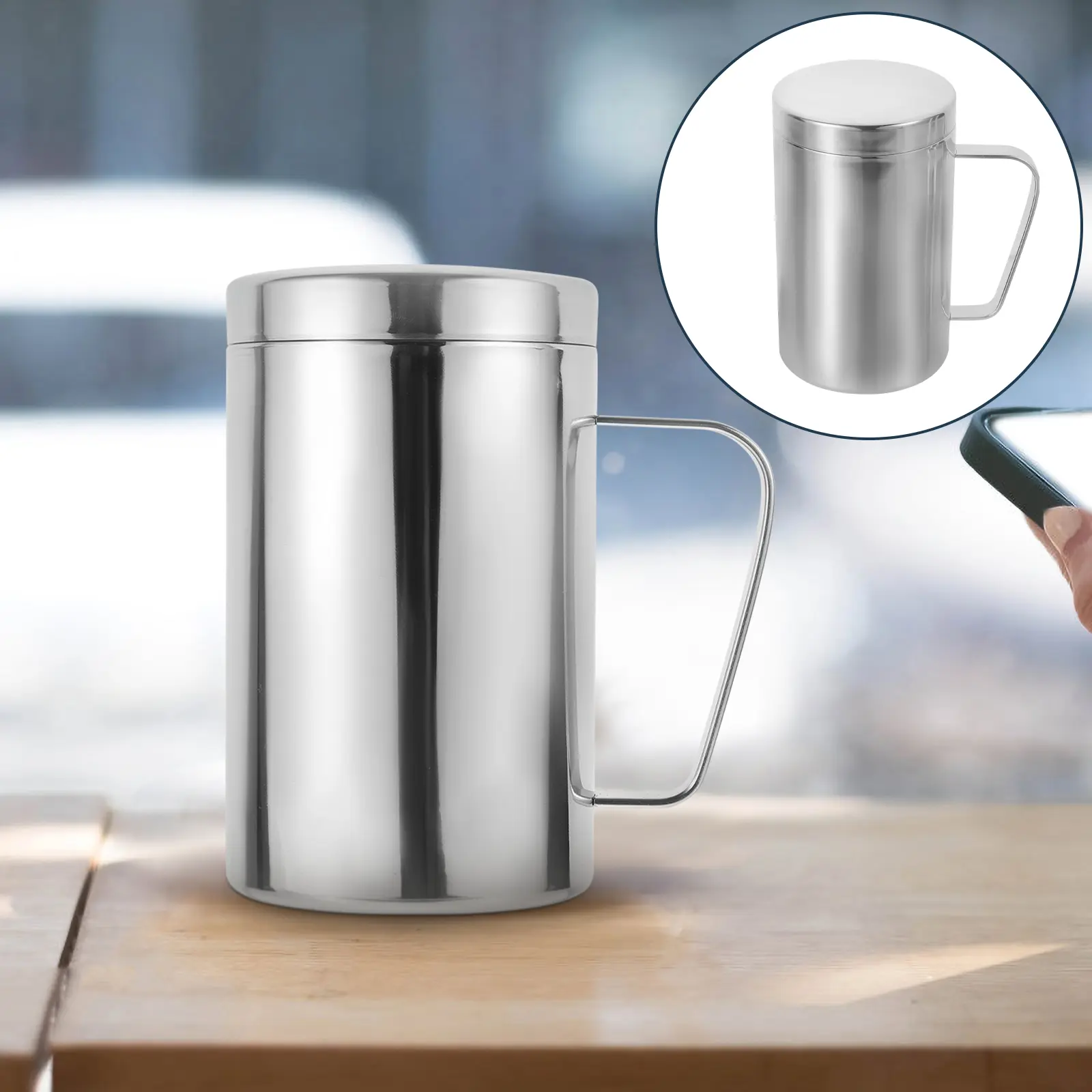Stainless Steel Mug Premium Heat Resistant Coffee Ergonomic Handle Daily Use Household Desktop Milk Cup Cold Beverage Container