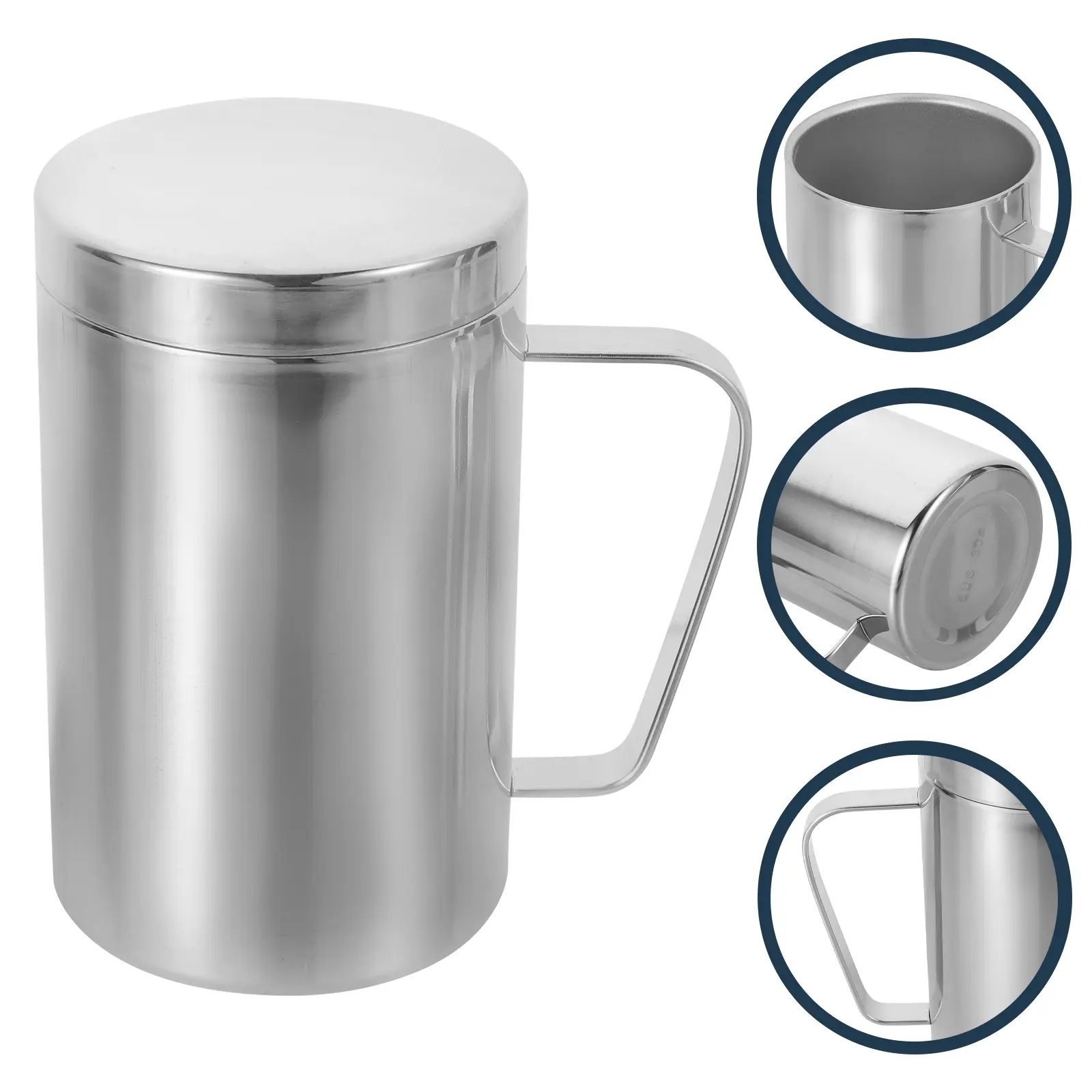 Stainless Steel Mug Premium Heat Resistant Coffee Ergonomic Handle Daily Use Household Desktop Milk Cup Cold Beverage Container