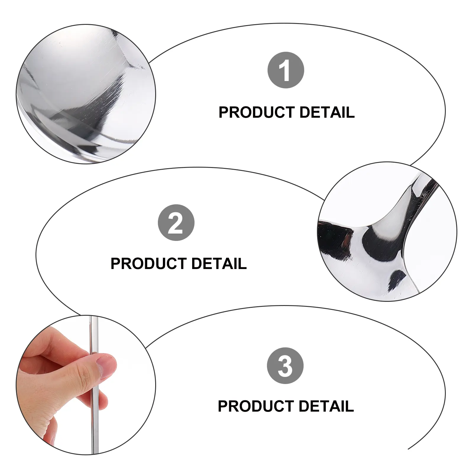 5 pcs Stainless Steel Ice Thick Handle Dessert Coffee Cake Spoon Eco-Friendly Long Round Spoon For Home Gift Use