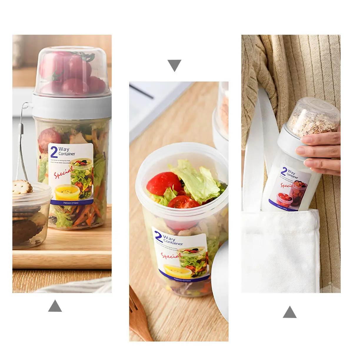310+760Ml Double Layer Heat Preservation Lunch Box Food Grade Microwave Safe Thermal Lunch Container Large Capacity