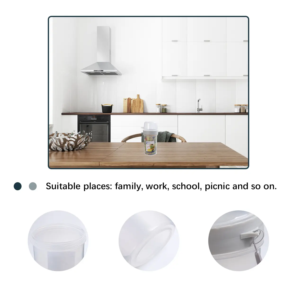 310+760Ml Double Layer Heat Preservation Lunch Box Food Grade Microwave Safe Thermal Lunch Container Large Capacity