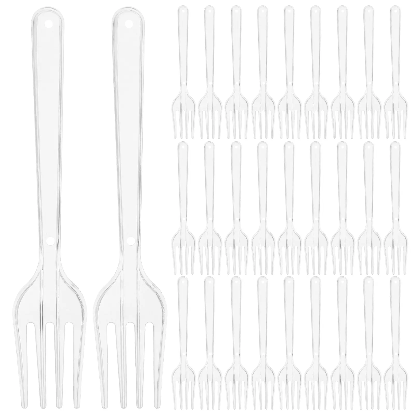 100pcs Transparent Forks Disposable Plastic Utensils Party Dinner Tools Kitchen Dining Accessories Salad Tableware