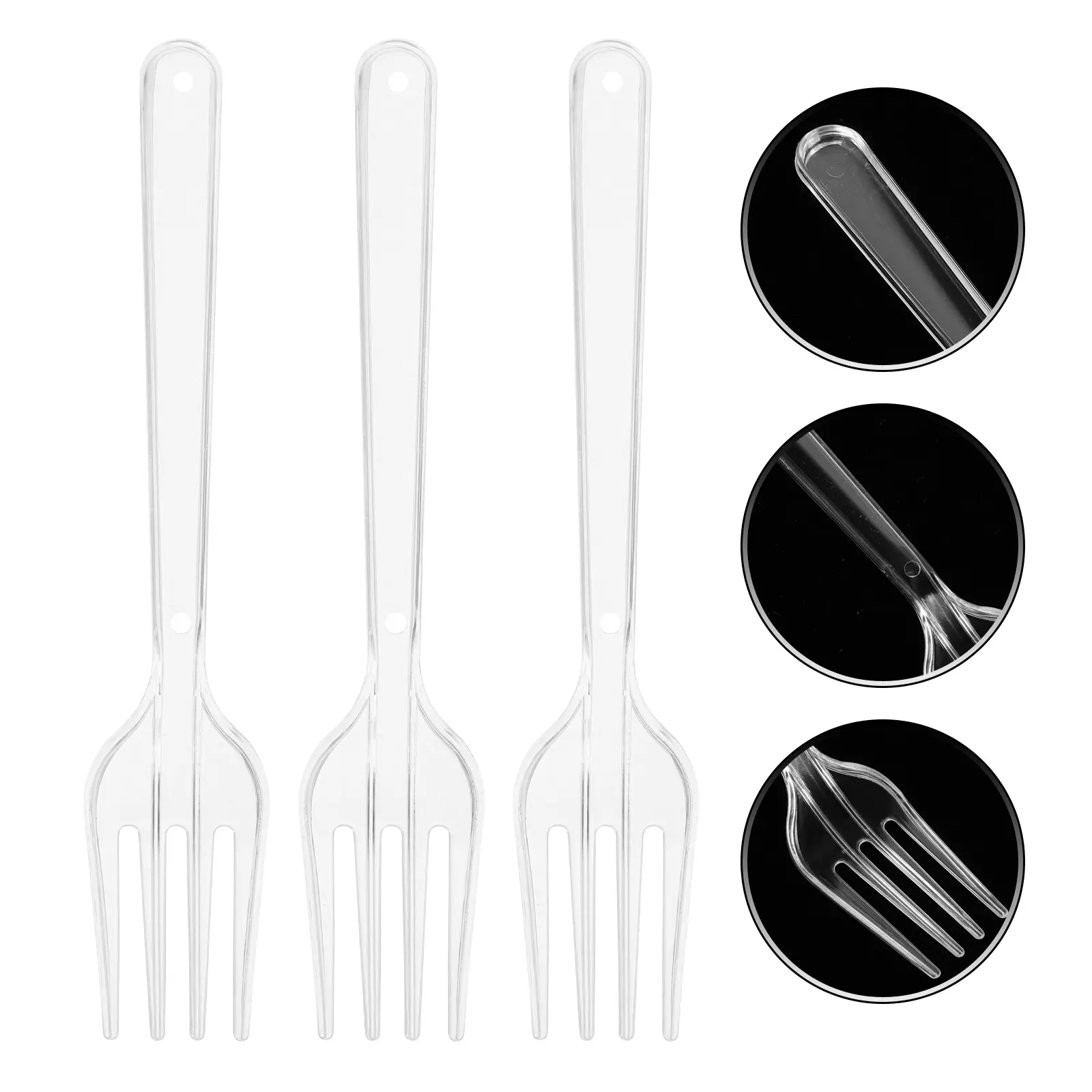100pcs Transparent Forks Disposable Plastic Utensils Party Dinner Tools Kitchen Dining Accessories Salad Tableware