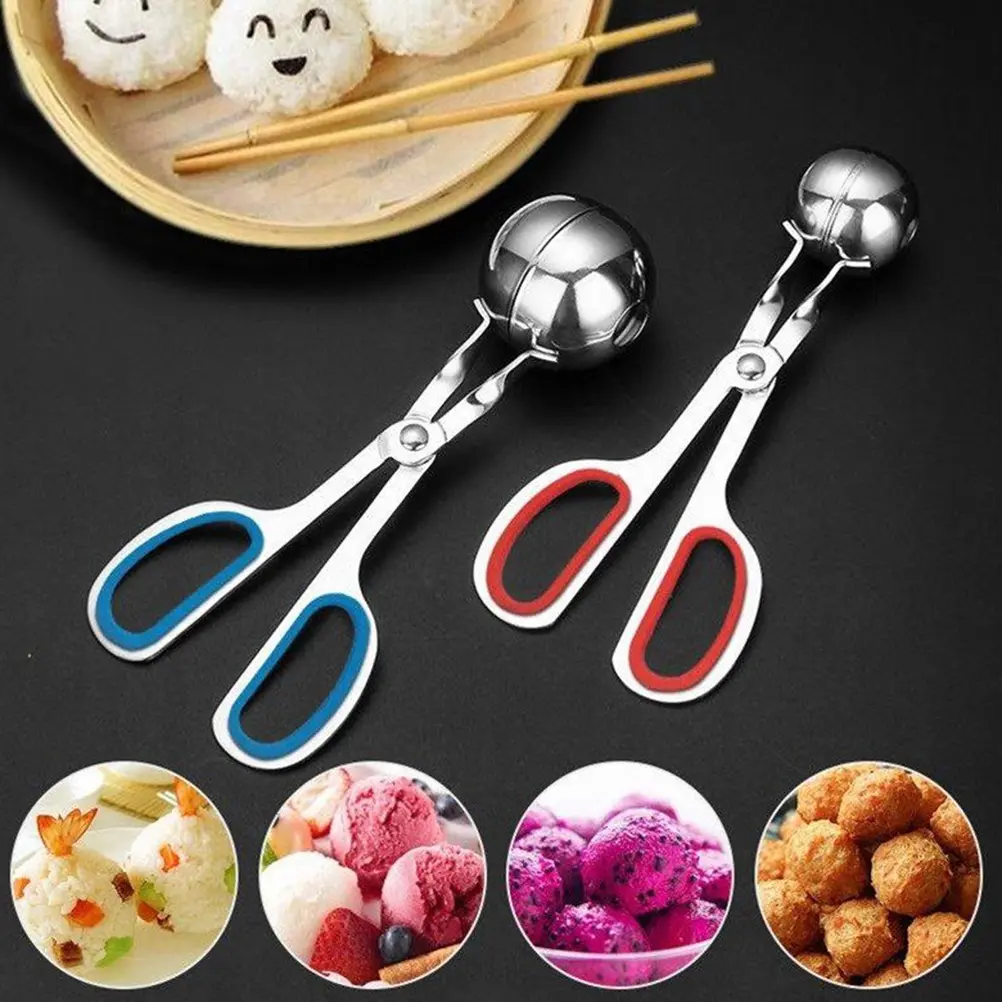 Stainless Steel Meatball Maker Clip Blue Handle Size S Efficient Kitchen Gadget For Meat Rice Tofu Balls Easy Release