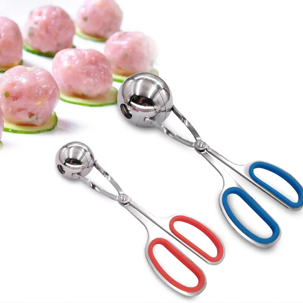 Stainless Steel Meatball Maker Clip Blue Handle Size S Efficient Kitchen Gadget For Meat Rice Tofu Balls Easy Release