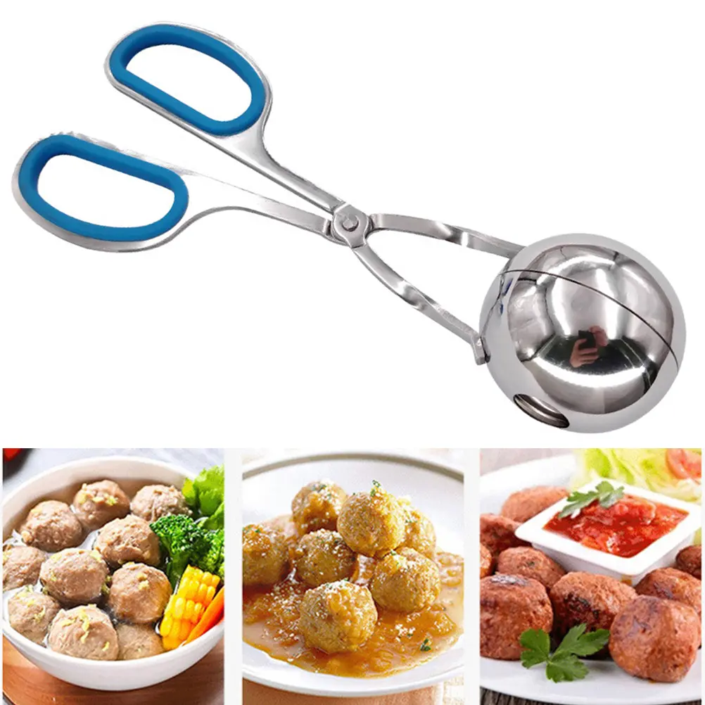 Stainless Steel Meatball Maker Clip Blue Handle Size S Efficient Kitchen Gadget For Meat Rice Tofu Balls Easy Release